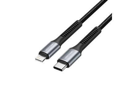 Vention Cable de Carga Lightning/USB-C - Velocidad 480Mbps - Material Aluminio/PVC - Potencia 60W - Color Negro