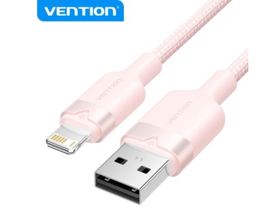 Vention Cable de Carga USB-A/Lightning - Aluminio y Algodon Trenzado - 480Mbps - 2.4A - 2m - Color Rosa