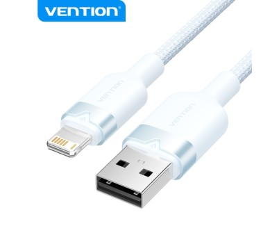 Vention Cable de Carga USB-A/Lightning - Aluminio y Algodon Trenzado - 480Mbps - 2.4A - Color Azul