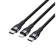 Vention Cable de Carga USB-C a USB-C y Lightning - 480Mbps - Aluminio/PVC - 3A/27W/60W - Color Negro