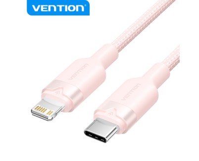Vention Cable de Carga USB-C/Lightning - Aluminio Trenzado - 480Mbps - 3A - 27W Max - 2m - Color Rosa