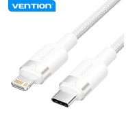 Vention Cable de Carga USB-C/Lightning - Aluminio Trenzado - 480Mbps - 3A - 27W Max - Color Blanco