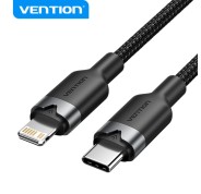 Vention Cable de Carga USB-C/Lightning - Aluminio Trenzado - 480Mbps - 3A - 27W Max - Color Negro