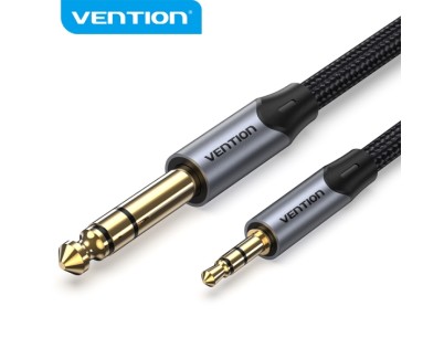 Vention Cable de Conexion Stereo - Jack 3.5mm a Jack 6.3mm - Contactos Dorados - Hilo de Cobre Estañado - Aislamiento PVC - Color Gris