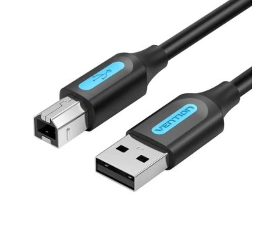 Vention Cable de Impresora - Longitud 15m - USB-A - USB-B - Transferencia hasta 480Mbps - PVC - Nucleo de Ferrita - Acabado Niquelado - Color Negro