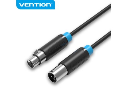 Vention Cable de Microfono XLR - Interfaz Bañado en Oro - Conductor de Bronce Esmaltado - Caparazon de Aleacion de Aluminio - Color Negro