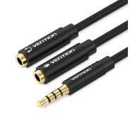 Vention Cable Estereo Divisor Jack 3.5 Macho a 2x Jack 3.5 Hembra - 0.3m - Color Negro