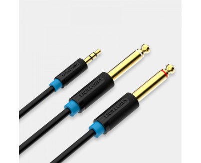 Vention Cable Estereo Jack 3.5 Macho a 2x Jack 6.5 Macho - 5m - Color Negro