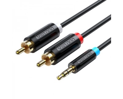 Vention Cable Estereo Jack 3.5 Macho a 2x RCA Macho - 2m - Color Negro