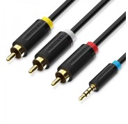 Vention Cable Estereo Jack 3.5 Macho a 3x RCA Macho - 1.5m - Color Negro