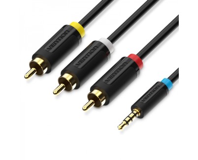 Vention Cable Estereo Jack 3.5 Macho a 3x RCA Macho - 1.5m - Color Negro