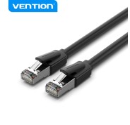 Vention Cable Ethernet Cat8 - 40Gbps - 2000MHz - Baja Latencia - Conectores Niquelados - Blindaje Doble - Alta Durabilidad - Color Negro