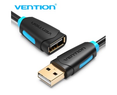 Vention Cable Extension USB 2.0 - Contactos Dorados - Transmision 0.48Gbps - Aislamiento PVC - Color Negro