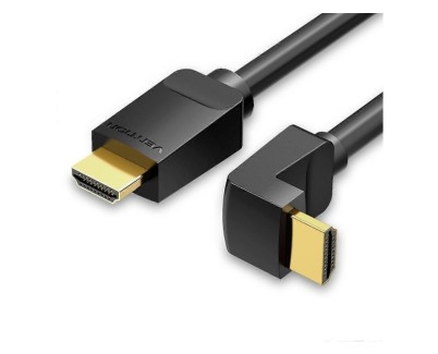 Vention Cable HDMI 2.0 Acodado - Resolucion 4K - ARC - Longitud 1m - Conectores Chapados en Oro - Revestimiento en PVC - HDR Compatible - Color Negro