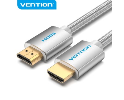 Vention Cable HDMI 2.0 - Trenzado Textil - Contactos Dorados - Soporte 4K, HDR, 3D - Apantallado - Color Plata