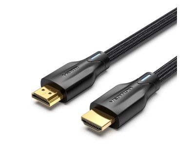Vention Cable HDMI 2.1 - Resolucion 8K - eARC - Longitud 5m - Conectores Chapados en Oro - HDR Dinamico - Tasa de Refresco Variable - Chaqueta Trenzada de Algodon y PVC - Color Negro