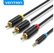 Vention Cable Jack 2.5 mm a 3 RCA - Conexion Versatil - Compatible con TV Antiguas - Color Negro