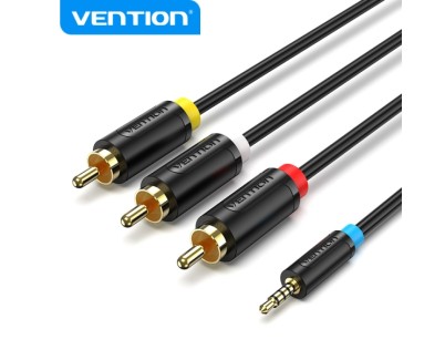 Vention Cable Jack 2.5 mm a 3 RCA - Conexion Versatil - Compatible con TV Antiguas - Color Negro