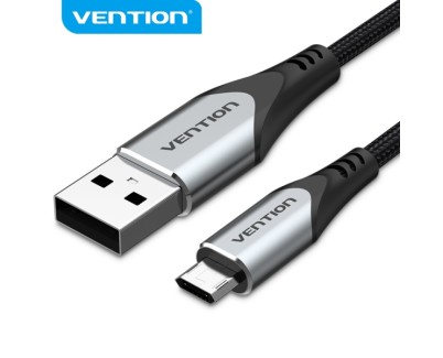Vention Cable Micro USB Reversible - Carga Rapida 3A - Transmision 480Mbps - Durabilidad Mejorada - Proteccion de Bateria - Color Gris