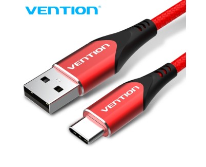 Vention Cable USB 2.0 A-C 3A - Carga Rapida 3A - Compatible Huawei FCP/QC - Nylon Trenzado Duradero - Transferencia 480 Mbps - Color Rojo