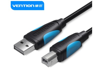 Vention Cable USB 2.0 Impresoras - Transmision 480 Mbps - Recubrimiento Aluminio y Trenza Metalica - Carcasa PVC - AWG 24+28 - Color Negro