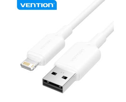 Vention Cable USB 2.0 Lightning - Transmision 480Mbps - Salida 2.4A - Conductor Bronce Enlatado - Color Blanco