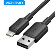Vention Cable USB 2.0 Lightning - Transmision 480Mbps - Salida 2.4A - Conductor Bronce Enlatado - Color Negro