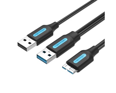 Vention Cable USB 3.0 A-Micro-B Alta Velocidad 5Gbps - Conductor de Cobre Esmaltado - Fuente de Alimentacion 3A - Color Negro