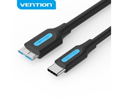 Vention Cable USB 3.0 C-Micro-B Transmision 5Gbps - Conductor Cobre Esta&ntilde;o - Carcasa PVC - Color Negro