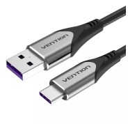 Vention Cable USB-A 2.0 a USB-C 2.0 5A 100W - 1m - Trenzado - Color Gris