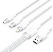 Vention Cable USB-A 2.0 a USB-C, Lightning, Micro-B 3A - 1.5m - Trenzado - Color Blanco