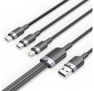 Vention Cable USB-A 2.0 a USB-C, Lightning, Micro-B 3A - 1.5m - Trenzado - Color Negro