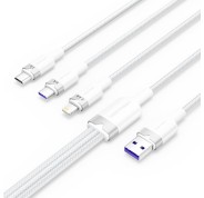 Vention Cable USB-A 2.0 a USB-C, Lightning, Micro-B 6A - 1.5m - Trenzado - Color Blanco