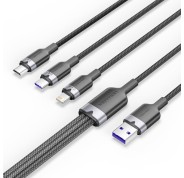 Vention Cable USB-A 2.0 a USB-C, Lightning, Micro-B 6A - 1.5m - Trenzado - Color Negro