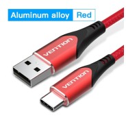 Vention Cable USB-C 2.0 a USB-A 3A 60W - 1m - Trenzado - Color Rojo