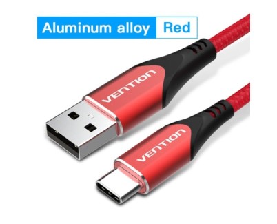 Vention Cable USB-C 2.0 a USB-A 3A 60W - 1m - Trenzado - Color Rojo
