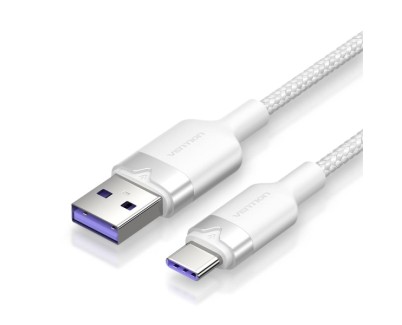 Vention Cable USB-C 2.0 a USB-A 6A 100W - 1m - Trenzado - Color Blanco