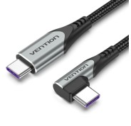 Vention Cable USB-C 2.0 a USB-C 2.0 5A 100W - 1m - Trenzado - Acodado - Color Gris