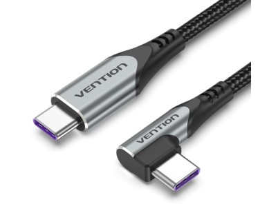 Vention Cable USB-C 2.0 a USB-C 2.0 5A 100W - 1m - Trenzado - Acodado - Color Gris