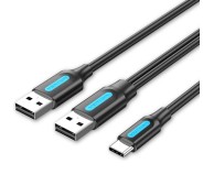 Vention Cable USB-C a 2xUSB-A 2.0 3A - 1m - Color Negro