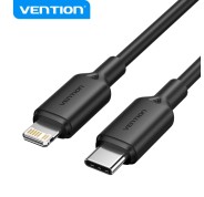 Vention Cable USB-C a Lightning - Conector niquelado - Potencia 27W - Corriente 3A - Color Negro