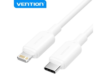 Vention Cable USB-C a Lightning - Conector Niquelado - Potencia 27W - Corriente maxima 3A - 1M - Color Blanco
