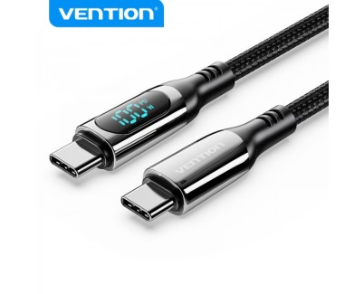 Vention Cable USB-C Macho a USB-C Macho - 1.2m 5A PD100W con Pantalla LED - Color Negro