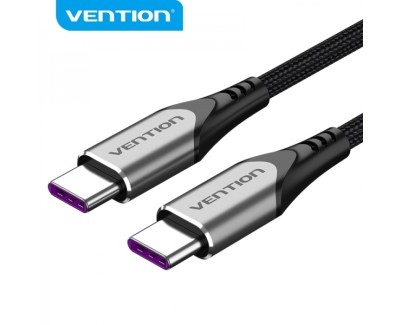 Vention Cable USB-C Macho a USB-C Macho - 1m - 5A 100W 480Mbps - Color Gris