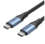 Vention Cable USB-C - Potencia hasta 240W - Longitud 0.5m - Recubrimiento de Nailon Trenzado - Velocidad hasta 480Mbps - Chip E-Marker - Color Negro y Azul