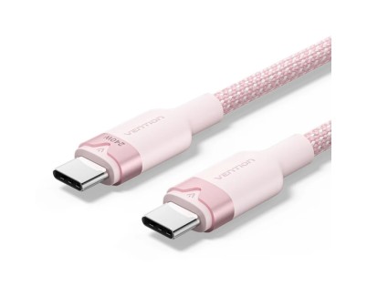 Vention Cable USB-C - Potencia hasta 240W - Longitud 1m - Recubrimiento de Nailon Trenzado - Velocidad hasta 480Mbps - Color Rosa