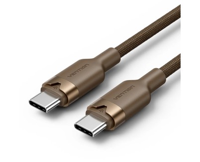 Vention Cable USB-C - Potencia hasta 60W - Longitud 1m - Carcasa de Aluminio - Recubrimiento de Nailon Trenzado - Velocidad hasta 480Mbps - Color Dorado