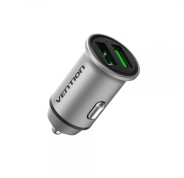 Vention Cargador de Coche 18W 2xUSB (A) QC3.0 3.4A - Diseño Mini - Aluminio Gris