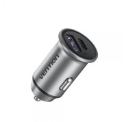Vention Cargador de Coche 30W 2xUSB (A+C) QC4.0 5A - Diseño Mini - Aluminio Gris