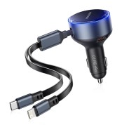 Vention Cargador de Coche 30W - USB-C Macho, USB-C Hembra, Lightning - Carga Rápida - Color Negro